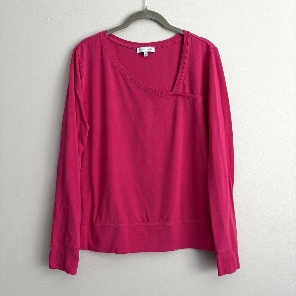 Anatomie Womens Pink Long Sleeve Top Pima Cotton Blend Size Large Travel Comfort